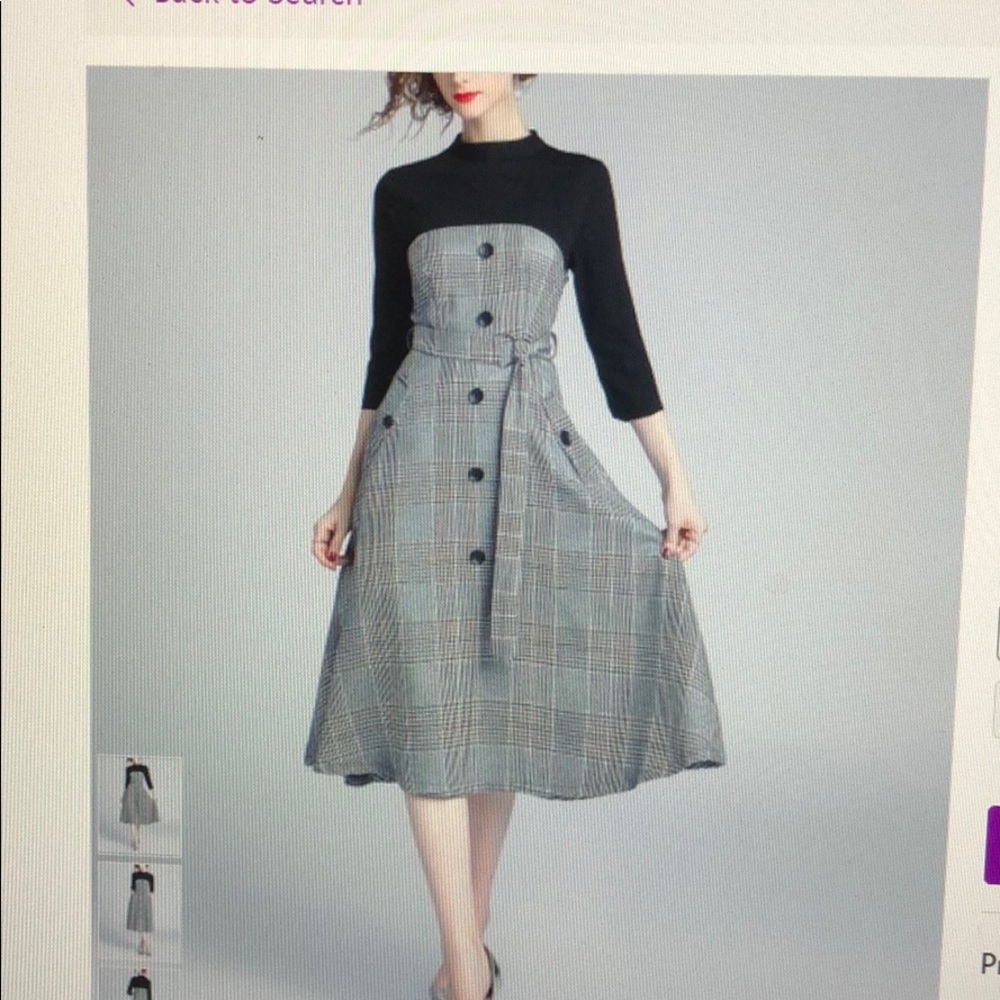 Plaid tie waist dress